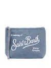 Mc2 Saint Barth Corduroy Embroidered Pouch In Blue