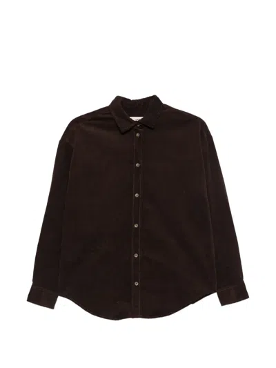 Mc2 Saint Barth Corduroy Embroidered-logo Shirt In Brown