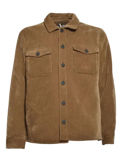 Mc2 Saint Barth Corduroy Pocketed Shirt Jacket In Brown