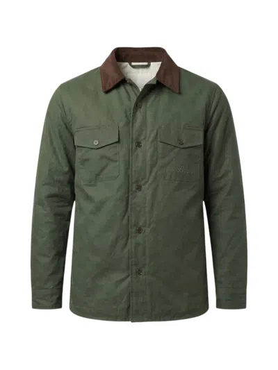 Mc2 Saint Barth Corduroy-collar Logo-embroidered Jacket In Green