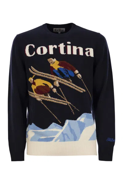 Mc2 Saint Barth Cortina Wool And Cashmere Blend Jumper In Navy