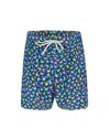Mc2 Saint Barth Recycled Nylon Swim Trunks With Shark Trouble Multicolor Print In Multi