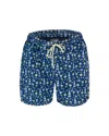 Mc2 Saint Barth Man Lightweight Fabric Swim-shorts Lighting Micro Fantasy With Gin Mare Print Gin Mare Special Editi In Blue