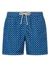 Mc2 Saint Barth Man Lightweight Fabric Swim-shorts Lighting Micro Fantasy With Tie Print In Blue