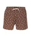Mc2 Saint Barth X Peanuts Lighting Snoopy Coffee-print Swim Shorts In Brown