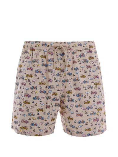 Mc2 Saint Barth Costume Lighting Spiaggina Graphic-print Swim Shorts In Brown