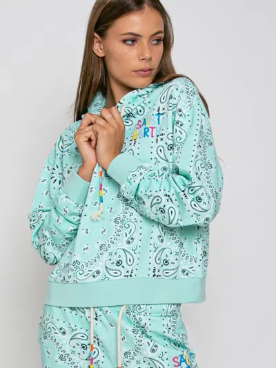 Mc2 Saint Barth Cotton Bandanna Hoodie With Saint Barth Embroidery In Green