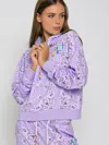 Mc2 Saint Barth Cotton Bandanna Hoodie With Saint Barth Embroidery In Purple