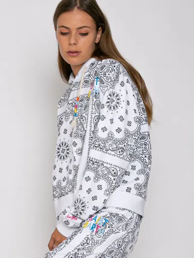 Mc2 Saint Barth Cotton Bandanna Hoodie With Saint Barth Embroidery In White