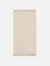 Mc2 Saint Barth Cotton Beach Towel Fouta With Beige Striped Print In White