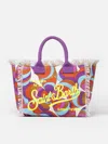 Mc2 Saint Barth Cotton Canvas Vanity Tote Bag With Daisy Print In Orange