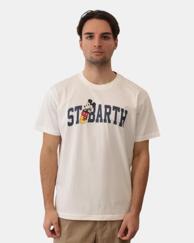 Mc2 Saint Barth Cotton Classic T Shirt - Mickey College 01n In White