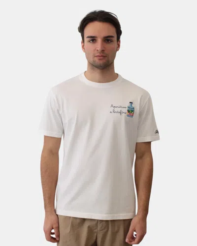 Mc2 Saint Barth Cotton Classic T Shirt - Portofino Aperitivo 01n Emb In White