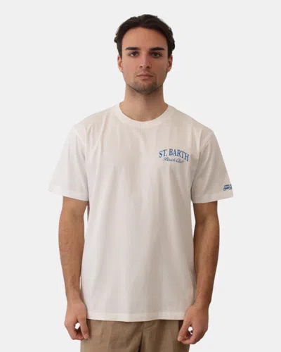 Mc2 Saint Barth Cotton Classic T Shirt - Sb Beach Club 01n In White