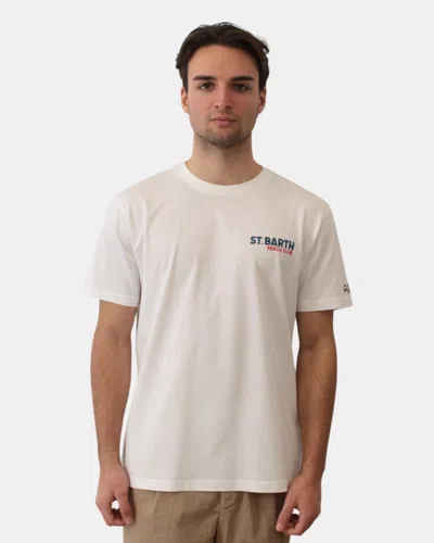 Mc2 Saint Barth Cotton Classic T Shirt - Sb Postcard 01n In White