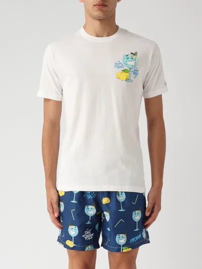 Mc2 Saint Barth Cotton Classic T-shirt Cpt Gin Tonic T-shirt In White