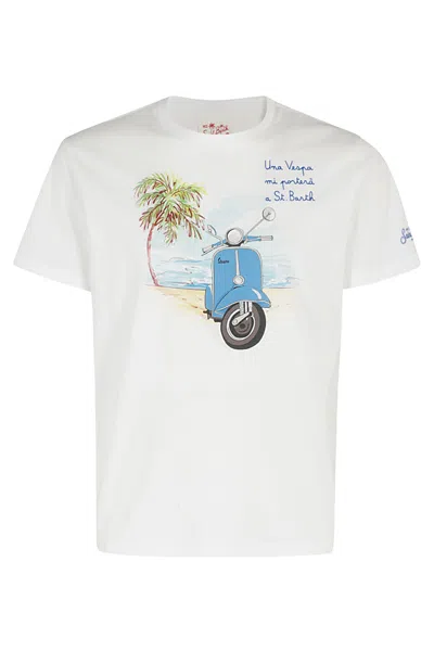 Mc2 Saint Barth Cotton Classic T Shirt In Bianco Perla