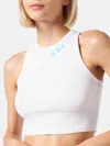 Mc2 Saint Barth Cotton Crop Tank Top With St. Barth Embroidery Melissa Satta Special Edition In White