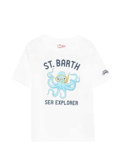 Mc2 Saint Barth Kids' Cotton Graphic T-shirt In White