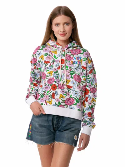 Mc2 Saint Barth Cotton Hoodie With Flower Print