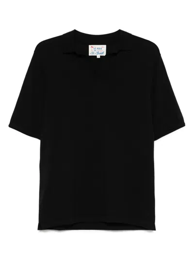 Mc2 Saint Barth Cotton Polo Shirt In Black