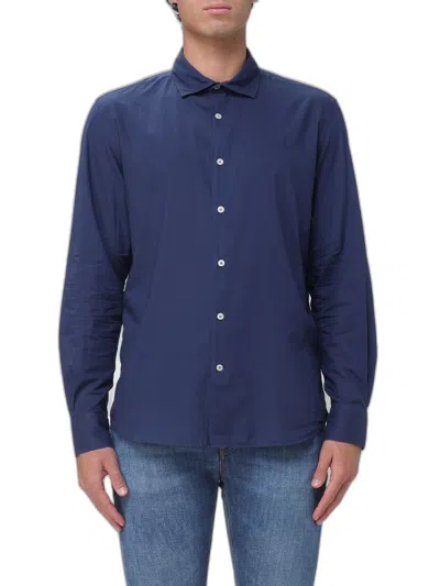 Mc2 Saint Barth Cotton Poplin Shirt With Embroidered Logo In Blue