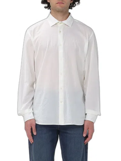Mc2 Saint Barth Cotton Poplin Shirt With Embroidered Logo In Transparent