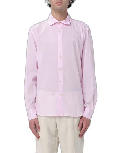Mc2 Saint Barth Cotton Poplin Shirt With Embroidered Logo In Pink