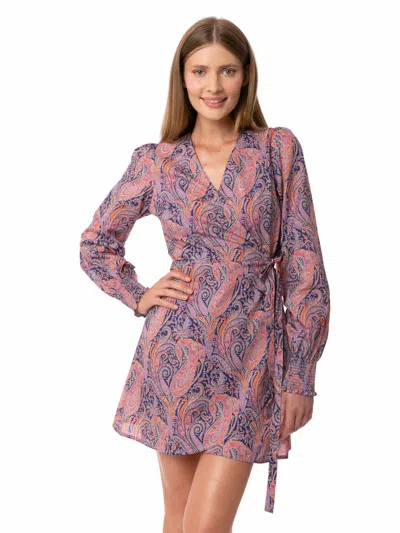 Mc2 Saint Barth Cotton Short Dress With Paisley Print In Brown