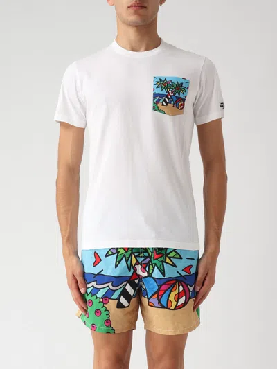 Mc2 Saint Barth Cotton T-shirt Whith Printed Details T-shirt In White