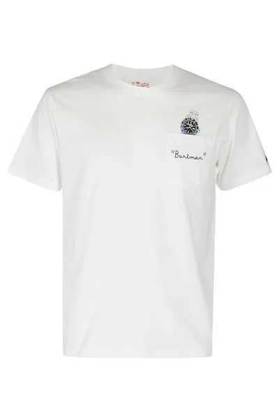 Mc2 Saint Barth Cotton T Shirt With Front Pocket In N Emb
