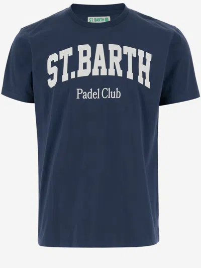 Mc2 Saint Barth Cotton T Shirt With Logo In Blue