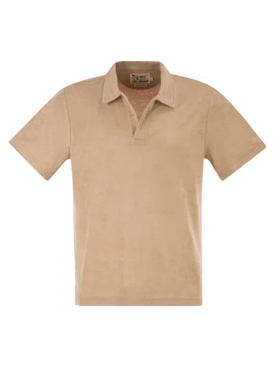 Mc2 Saint Barth Cotton Terry Polo Shirt In Neutral