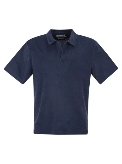 Mc2 Saint Barth Cotton Terry Polo Shirt In Blue