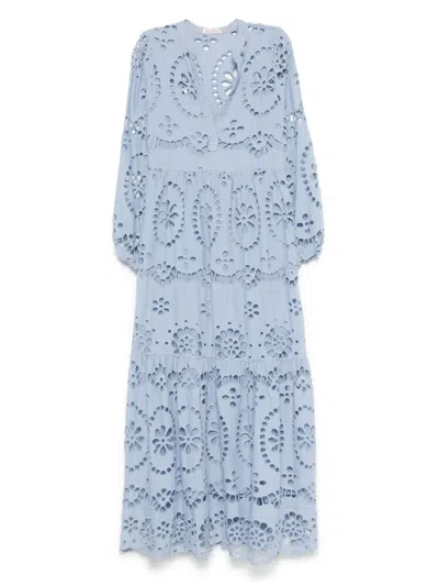 Mc2 Saint Barth Cotton V-neck Dress In Blue