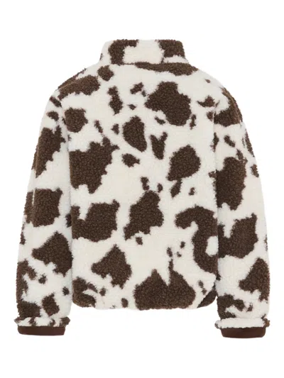 Mc2 Saint Barth Kids' Cow-print Zip Coat In White