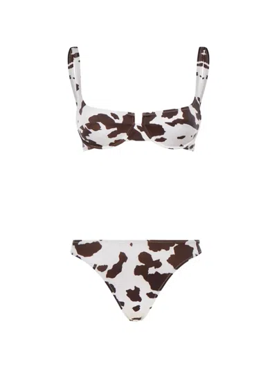 Mc2 Saint Barth Cow-print Bikini In White
