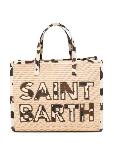 Mc2 Saint Barth Cow-print Logo-patch Tote Bag In Neutral