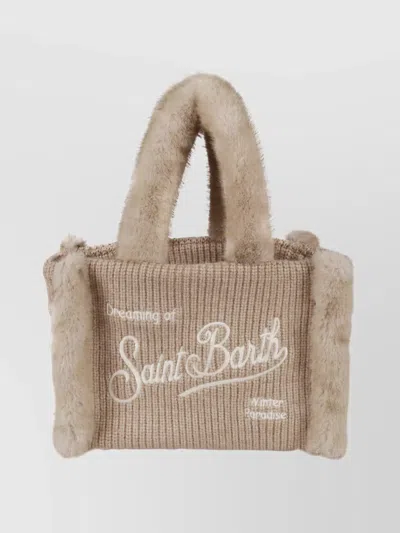 Mc2 Saint Barth Cozy Knit Tote Bag With Fur Trim