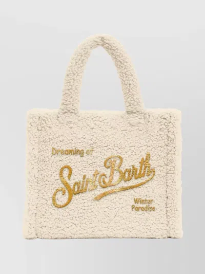 Mc2 Saint Barth Cozy Teddy Texture Tote With Top Handles In Neutral