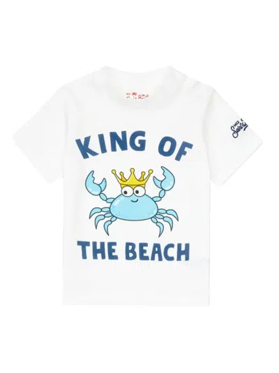 Mc2 Saint Barth Kids' Crab-print Beach T-shirt In White