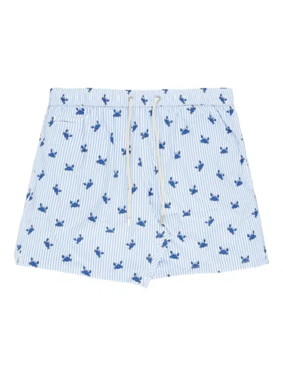 MC2 SAINT BARTH CRAB-PRINT STRIPED SWIM SHORTS