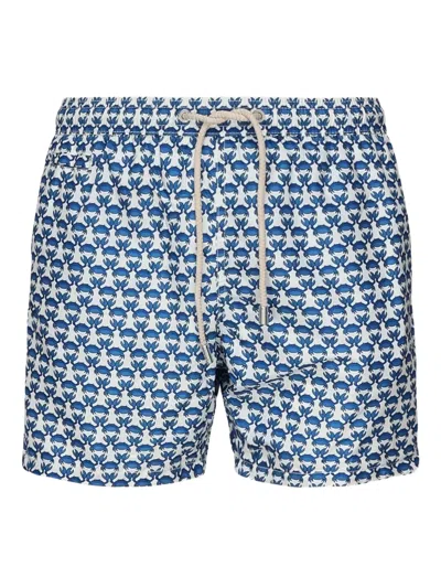 Mc2 Saint Barth Crab-print Swim Shorts In Blue