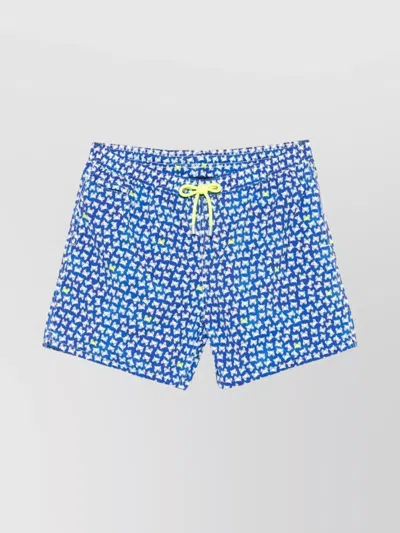 Mc2 Saint Barth Crab Print Swim Shorts And Pockets In Blue