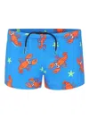 Mc2 Saint Barth Light Blue Swim Short For Boy With Lobster In Blue