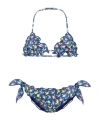 Mc2 Saint Barth Crab Print Triangle Bikini Set In Blue