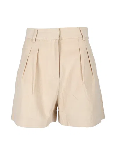 Mc2 Saint Barth Cream Aya Pleated Corduroy Mini Shorts In Animal Print
