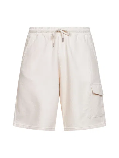 Mc2 Saint Barth Cream Cotton Fleece Argo Cargo Bermuda Shorts In Gray