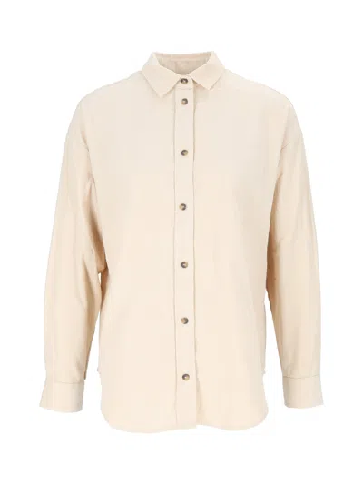 Mc2 Saint Barth Cream Gigy Embroidered Corduroy Long-sleeve Shirt In Neutral