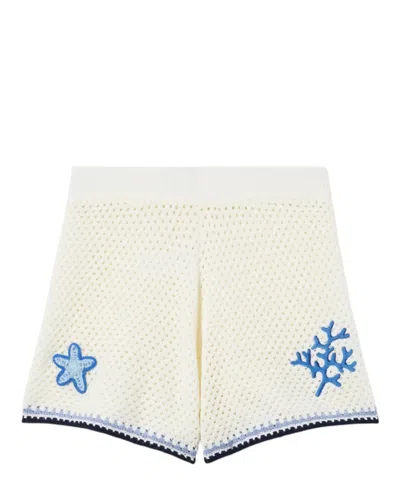 Mc2 Saint Barth Cream Textured Knit Shorts In White